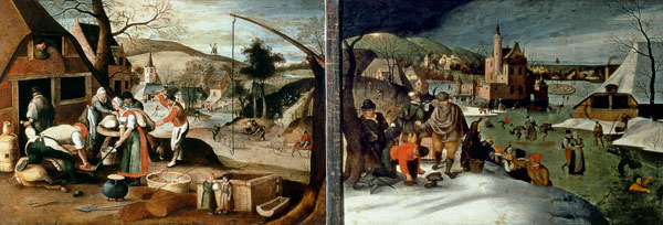 Autumn (left): Winter (right) (panel) von Abel Grimmer