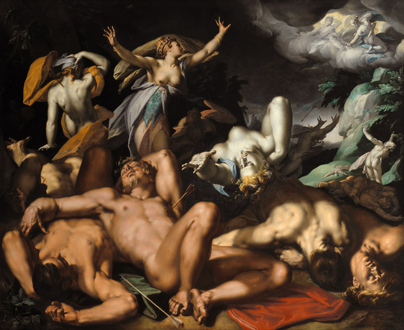Diana und Apollo töten die Kinder der Niobe von Abraham Bloemaert