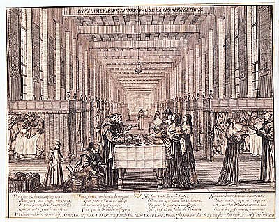 The Infirmary of the Sisters of Charity during a visit of Anne of Austria (1601-66) 1635 (see also 2 von Abraham Bosse