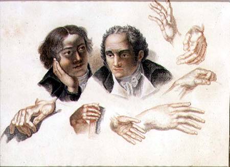 Studies of two gentleman's heads and hands von Abraham Constantin