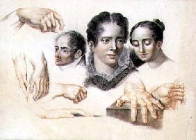 Studies of female and male heads and hands 1815  and