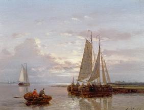 Boats on the River Scheldt (panel)