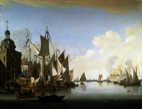 A.Storck, Schiffe im Hafen von Abraham J. Storck