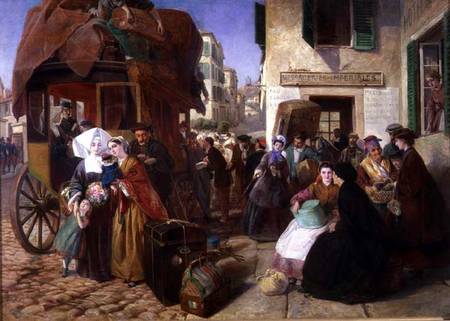 The Departure of a Diligence from Biarritz von Abraham Solomon