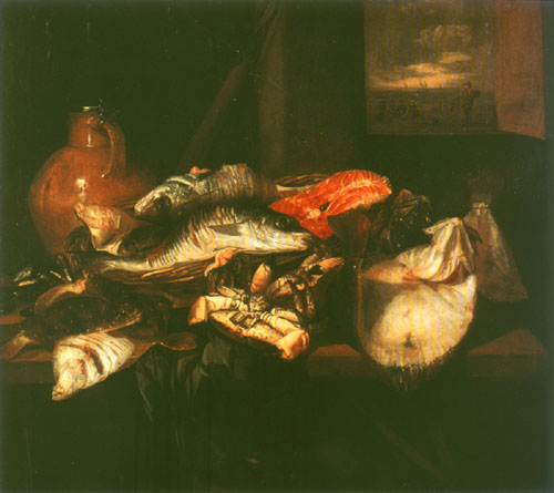 Stilleben mit Fischen von Abraham van Beyeren