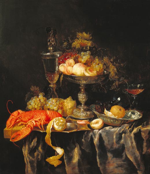 Stillleben mit Früchten und Hummer von Abraham van Beyeren