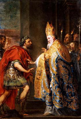Kaiser Theodosius vor dem Heiligen Ambrosius.