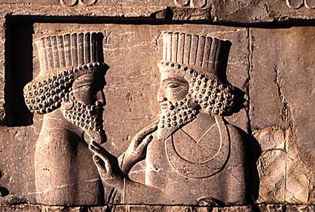 Two dignitaries, from the northern wing of the Apadana east stairway facade von Achaemenid