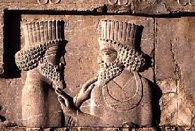 Two dignitaries, from the northern wing of the Apadana east stairway facade 500-480 BC