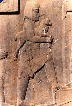 A Mede carrying a sacrificial lamb up the eastern stairway of the south portico of Darius' palace c.485 BC