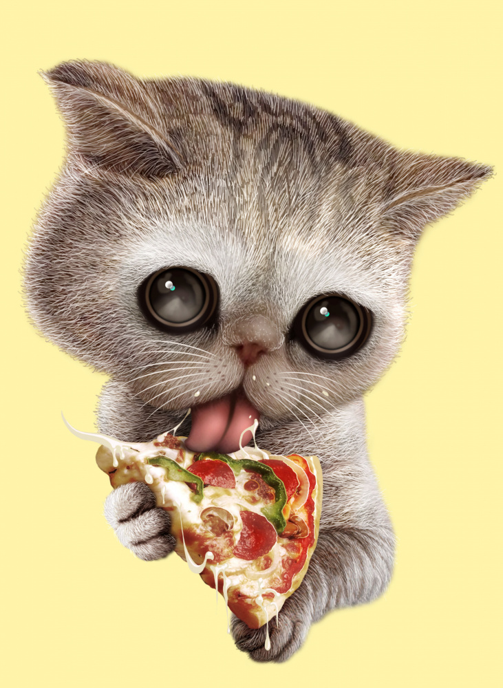 Katze liebt Pizza von Adam Lawless