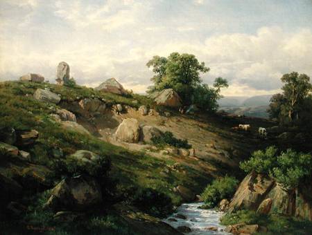 Valley Slope with Rock Fall von Adolf Mosengel