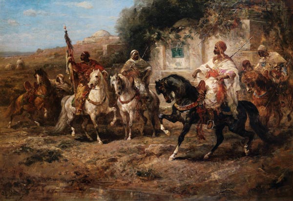 Arabische Reiter an einem Brunnen von Adolf Schreyer