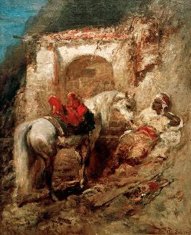 Zwei Freunde (Ein Araber mit seinem Pferd an einem Brunnen) 1860
