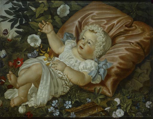 Kind unter Blumen von Adolf Senff