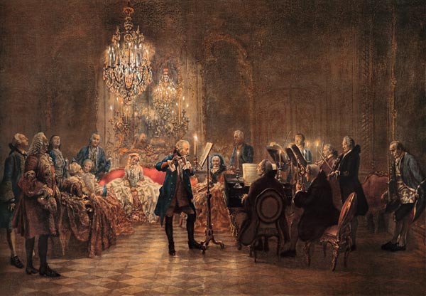 Flötenkonzert Friedrichs des Großen in Sanssouci (Nachbildung des Originals) von Adolph Friedrich Erdmann von Menzel