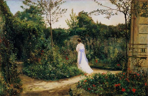 Der Spaziergang im Garten von Adolph Friedrich Erdmann von Menzel