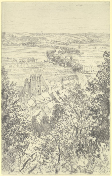 Landschaft bei Kissingen von der Bodenlaube aus von Adolph Friedrich Erdmann von Menzel