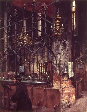 Das Innere der Alt-Neu-Synagoge in Prag 1888