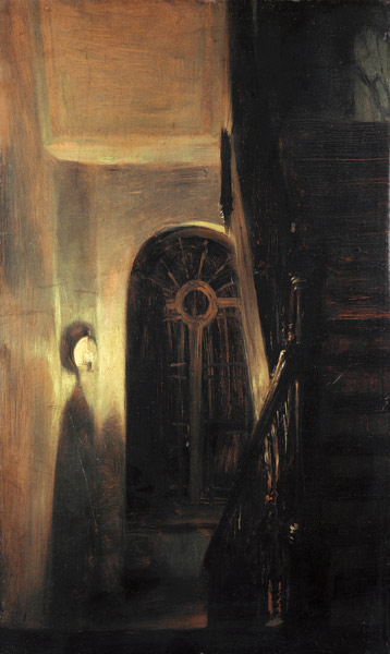 Treppenflur bei Nachtbeleuchtung von Adolph Friedrich Erdmann von Menzel