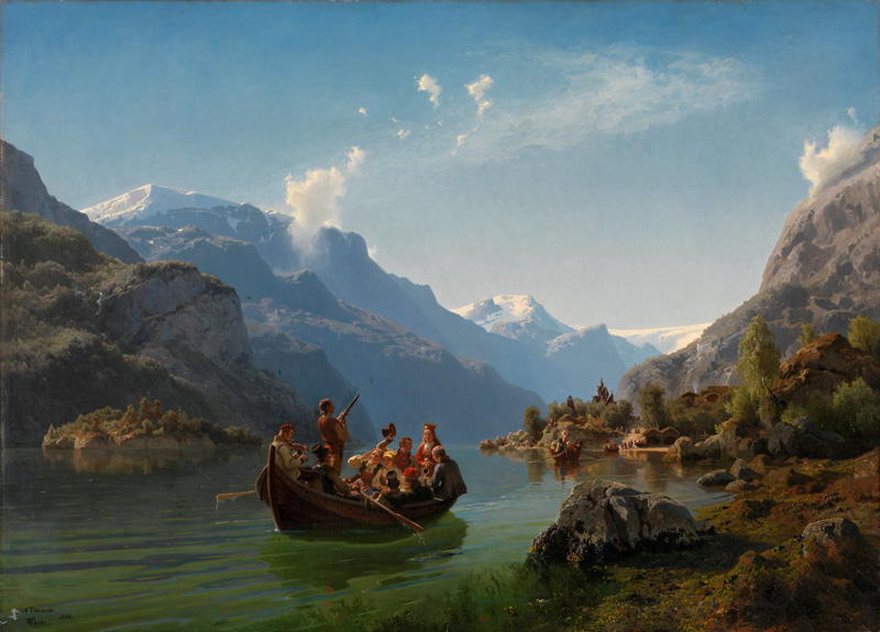 Brautfahrt auf dem Hardanger-Fjord von Adolph Tidemand