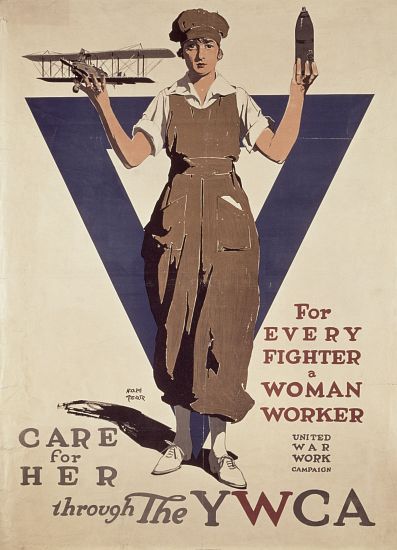 For Every Fighter a Woman Worker, 1st World War YWCA propaganda poster von Adolph Treidler