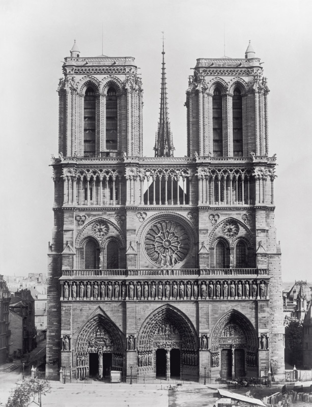 Facade of Notre-Dame, Paris, late 19th century (b/w photo)  von Adolphe Giraudon