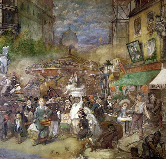 Decorative panel depicting Paris, Salon de la Commission du Personnel von Adolphe Leon Willette