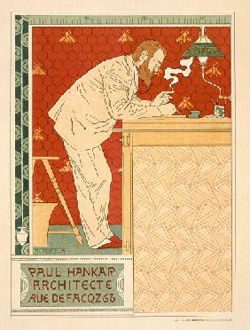 Reproduction of a poster advertising the architectural practice of Paul Hankar 1894