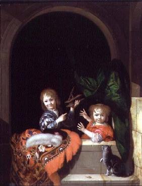 Two Children with a Mousetrap 1692