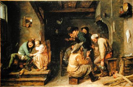 A tavern interior with peasants carousing von Adriaen Brouwer