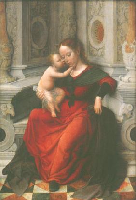 Thronende Madonna mit Kind in einer Nische 1520-30