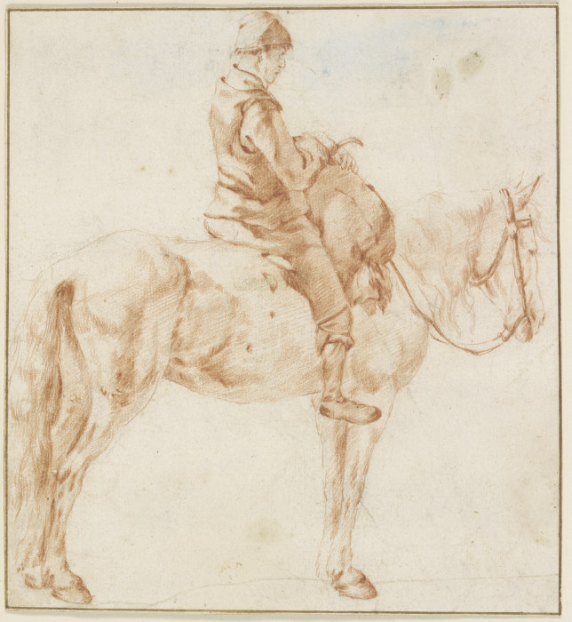 Bauer zu Pferde, vor sich einen Sack über den Widerrist gelegt von Adriaen van de Velde