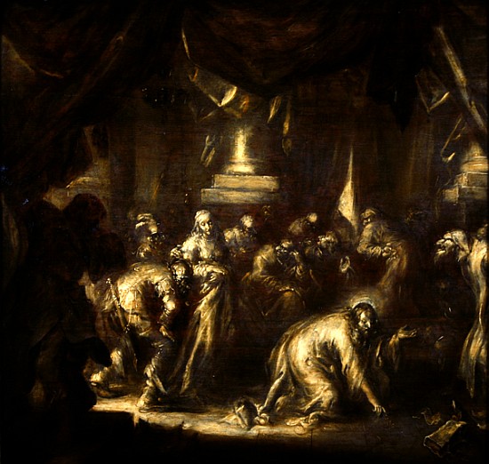 Jesus and the Adulteress (grisaille on wood) von Adriaen Pietersz. van de Venne