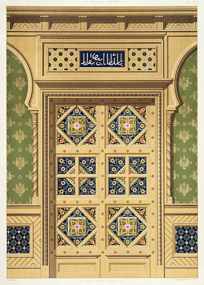 Eine maurische Tür, Illustration aus La Decoration Interieure, veröffentlicht um 1893-94 von Adrien Simoneton