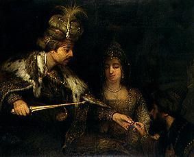 Ahasver mit Mardochai und Esther von Aert de Gelder
