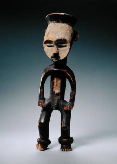 Male Figure, Mbole Culture, Congo (wood, white chalk & metal) von African
