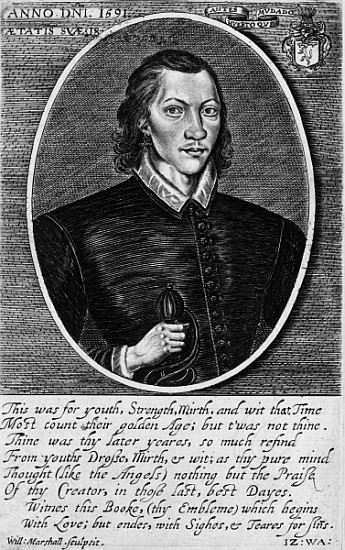 Portrait of John Donne, dated 1591, frontispiece to ''The Poems of John Donne'', published 1942 von (after) English School