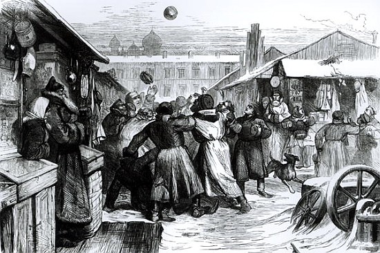 Football in the Jews'' Market, St. Petersburg, from the ''Illustrated London News'', 18741874 von (after) English School