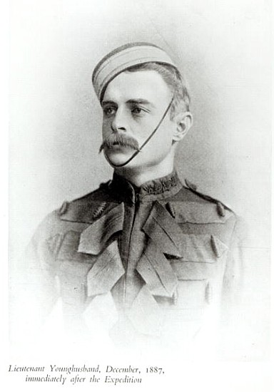 Photograph of Sir Francis Younghusband (1863-1942) in 1887 from ''The Heart of a Continent'', publis von (after) English School
