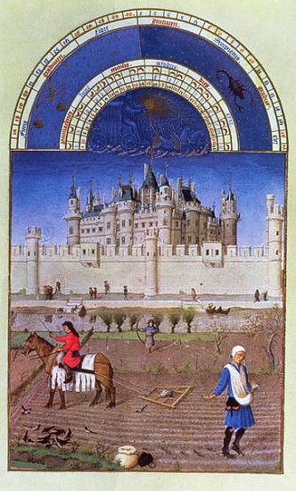 Facsimile of October: sowing the winter grain the Limbourg brothers, from the ''Tres Riches Heures d von (after) French School