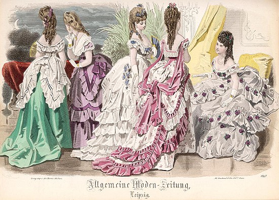 Ballgowns, fashion plate from the ''Allgemeine Moden-Zeitung'', Leipzig von (after) French School