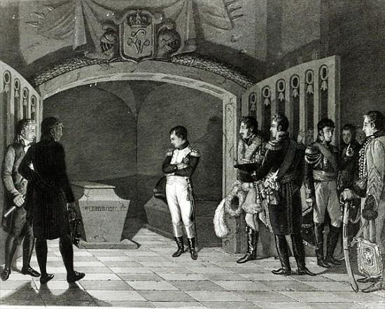 Napoleon Meditating before the Tomb of Frederick II of Prussia in the crypt of the Garnisonkirche in von (after) Marie Nicholas