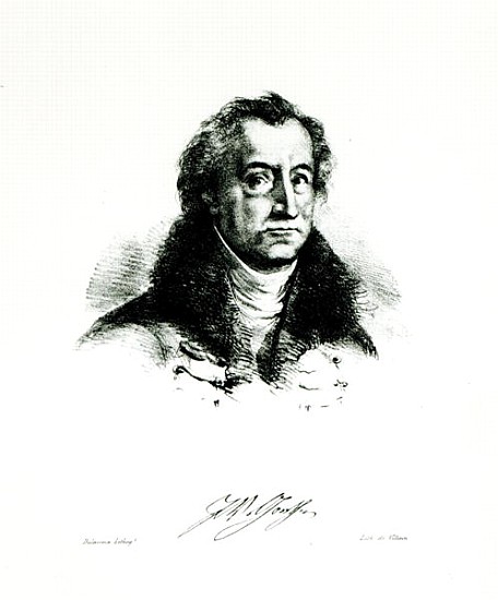 Johann Wolfgang Goethe (1749-1831) ; engraved by Delacroix von (after) Villain