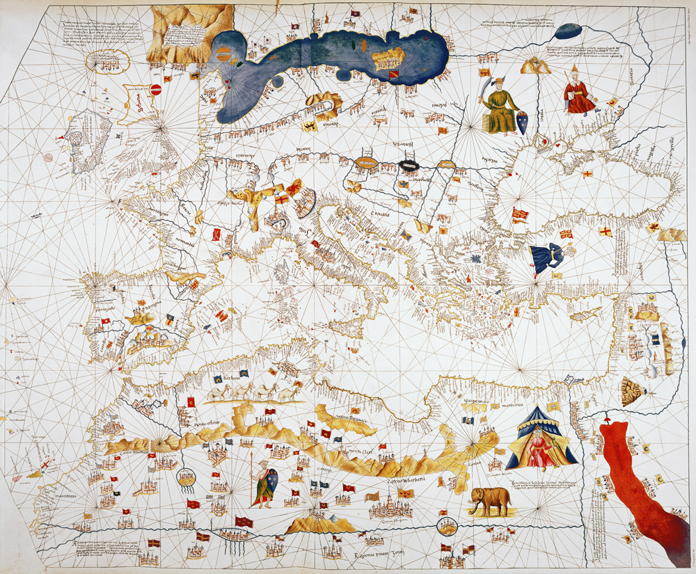 Copy of Catalan Map of Europe, North Africa and the Middle East von (after) Abraham Cresques