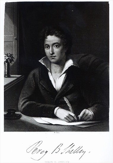 Percy Bysshe Shelley; engraved by William Holl von (after) Amelia Curran