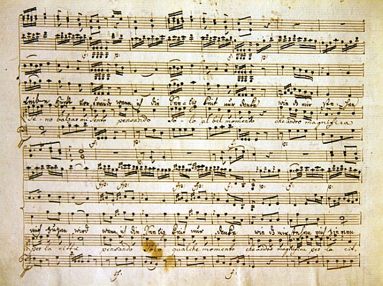 Late c18th copy of a manuscript page from the score of ''La scuola de'' gelosi'' von (after) Antonio Salieri