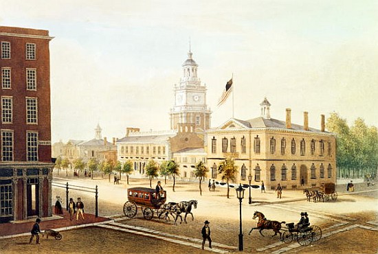 State House, Philadelphia; engraved by Deroy von (after) Augustus Kollner