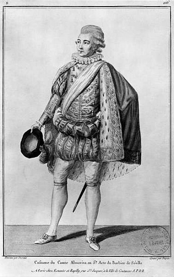 Count Almaviva, illustration from Act V of ''The Barber of Seville'' Pierre Augustin Caron de Beauma von (after) Claude Louis Desrais
