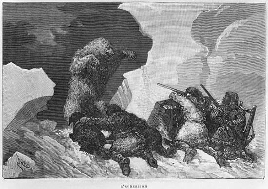 Attack, illustration from ''Expedition du Tegetthoff'' Julius Prayer (1841-1915) von (after) Edouard Riou